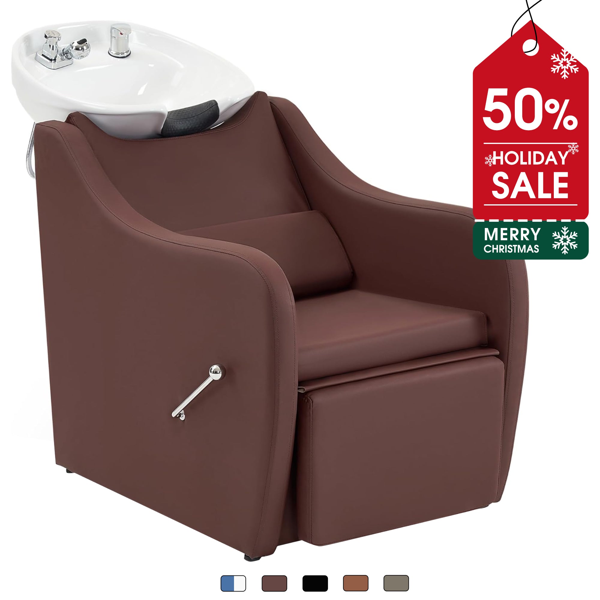 BarberPub Backwash Salon Shampoo Chair, Ceramic Shampoo Bowl for Barbershop 9090