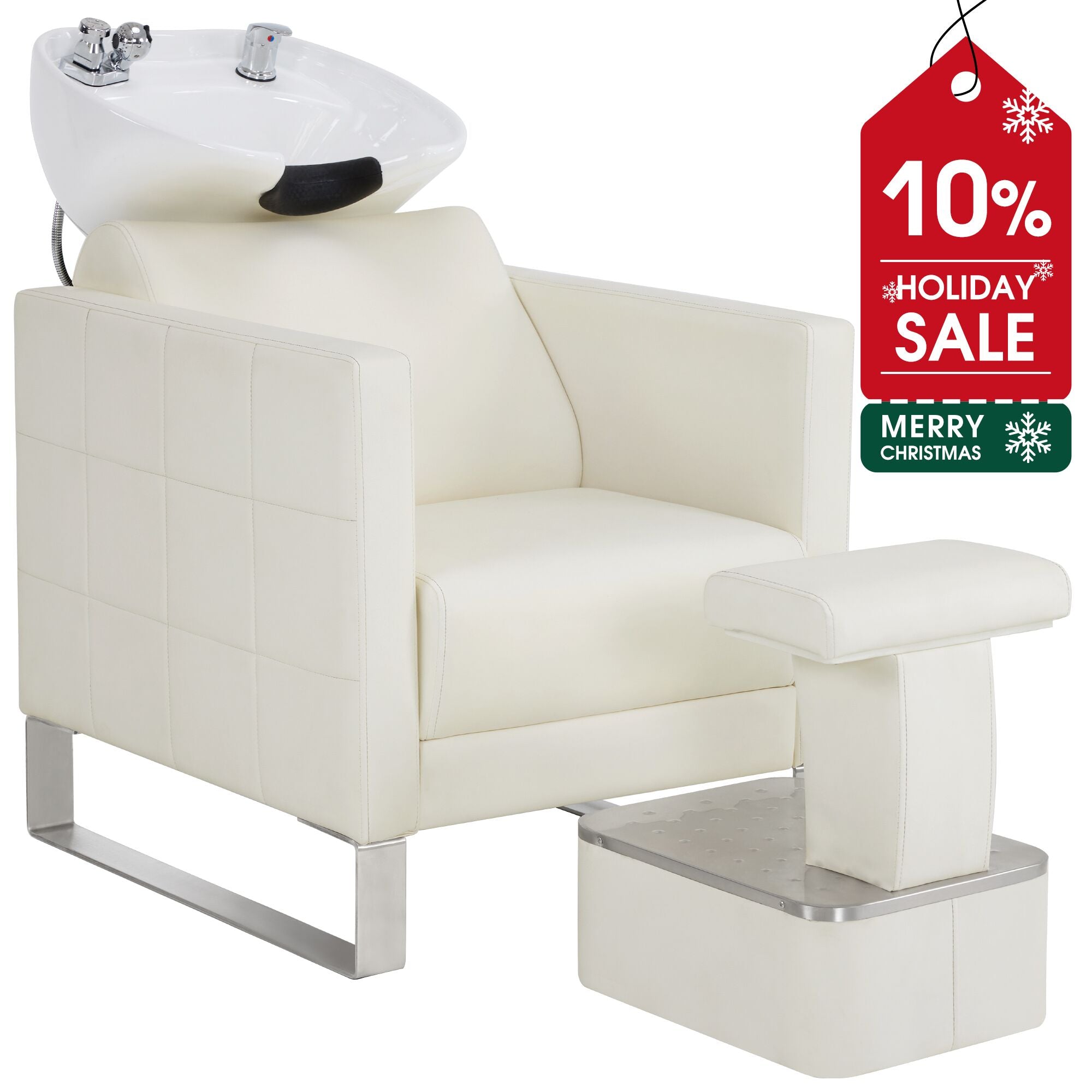 BarberPub Shampoo Station Chair,Backwash Ceramic Bowl and Hair Stylist Chair Set for Salon 9093