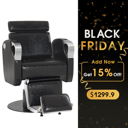 BarberPub Electric Barber Chair, Reclining Hair Stylist Salon Chair for BarberShop 9109