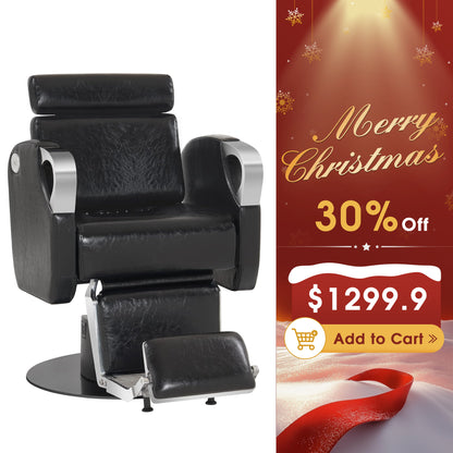 BarberPub Electric Barber Chair, Reclining Hair Stylist Salon Chair for BarberShop 9109
