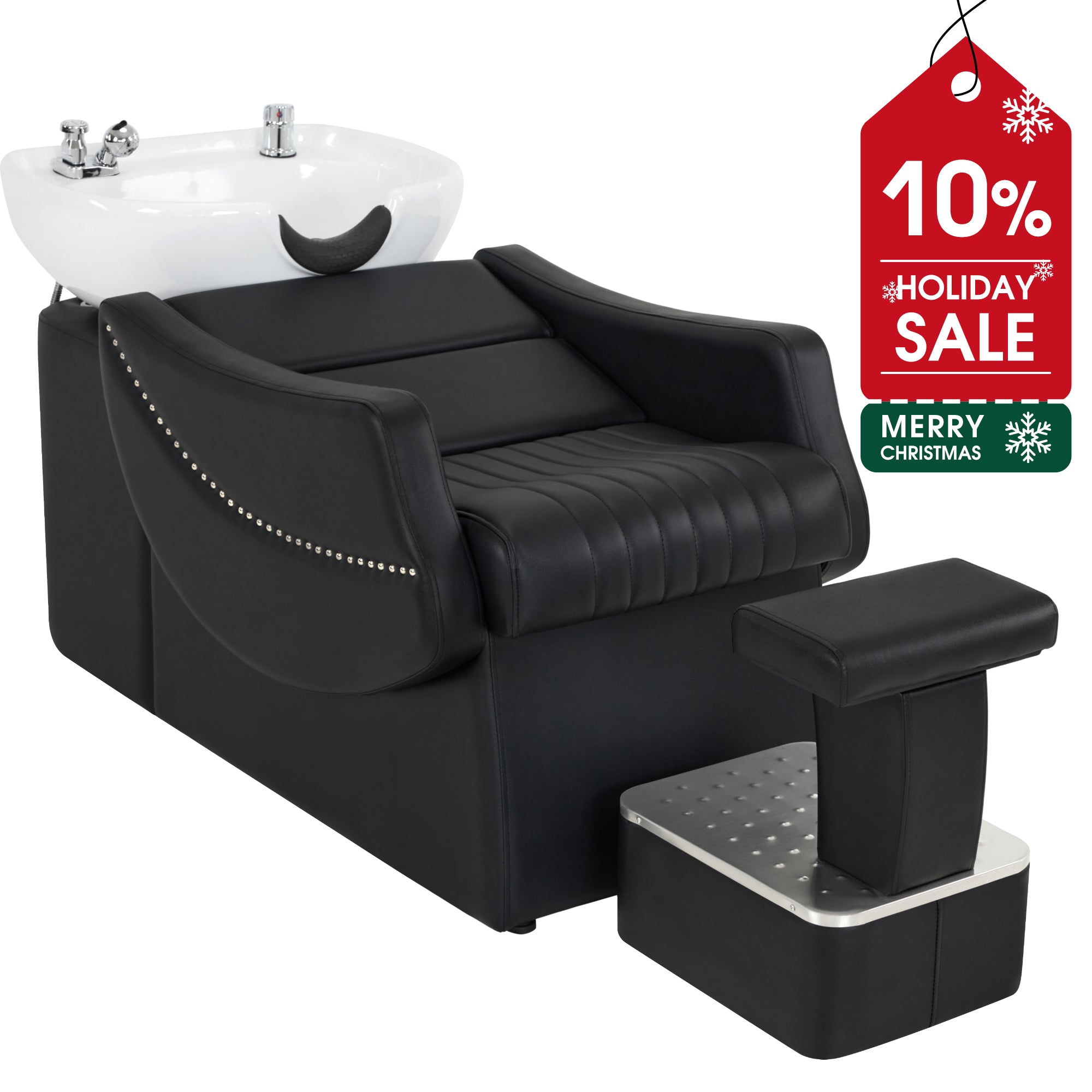 BarberPub Shampoo Backwash Station Chair, Ceramic Shampoo Bowl For Home Salon, Barbershop 9115