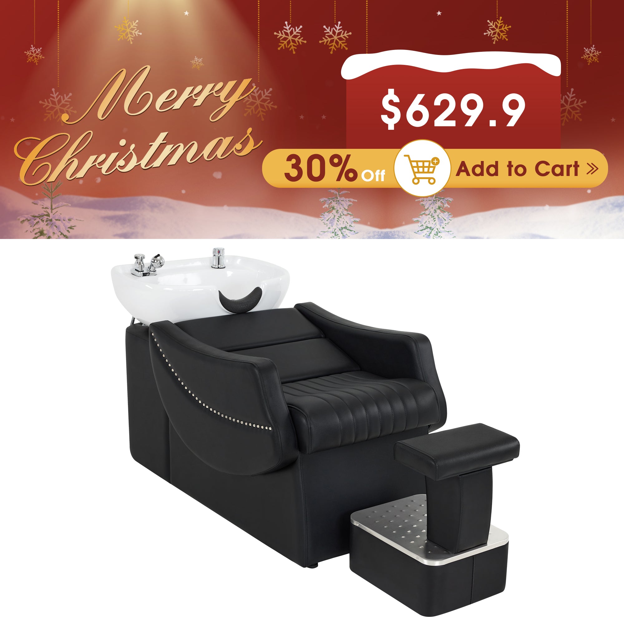 BarberPub Shampoo Backwash Station Chair, Ceramic Shampoo Bowl For Home Salon, Barbershop 9115