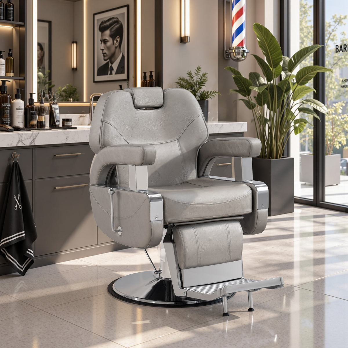 BarberPub Reclining Barber Chair, All Purpose Hydraulic Salon Chair for Barbershop 9206