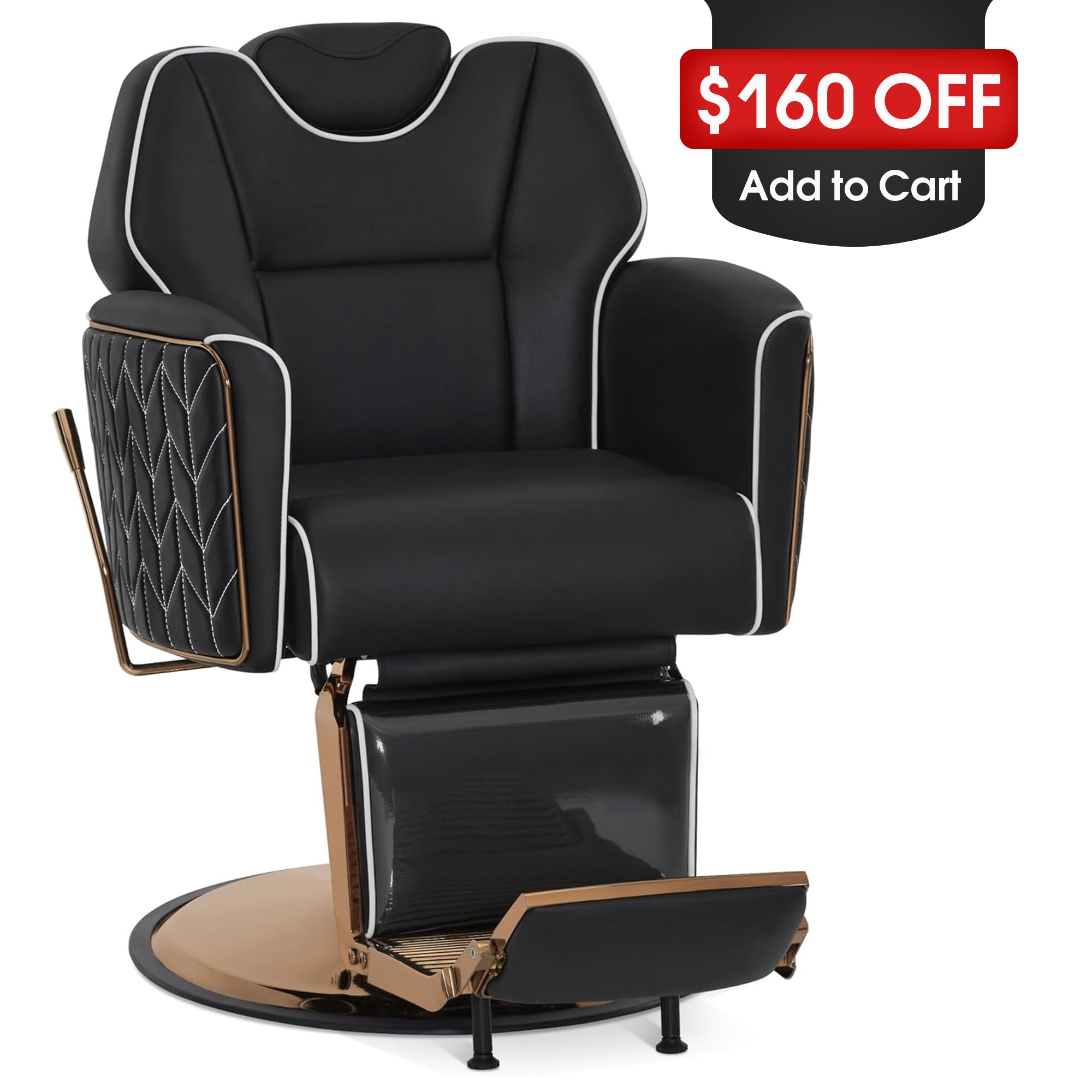 BarberPub Classic Barber Chair, Dual Hand Levers for Left-handed Users, Reclining Salon Chair, 9274