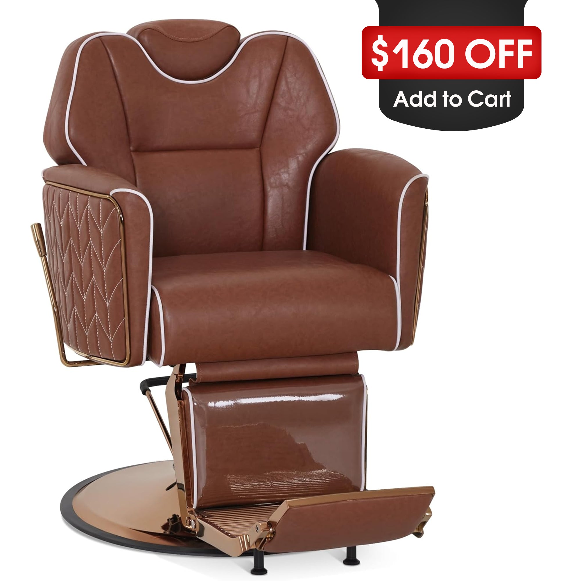 BarberPub Classic Barber Chair, Dual Hand Levers for Left-handed Users, Reclining Salon Chair, 9274