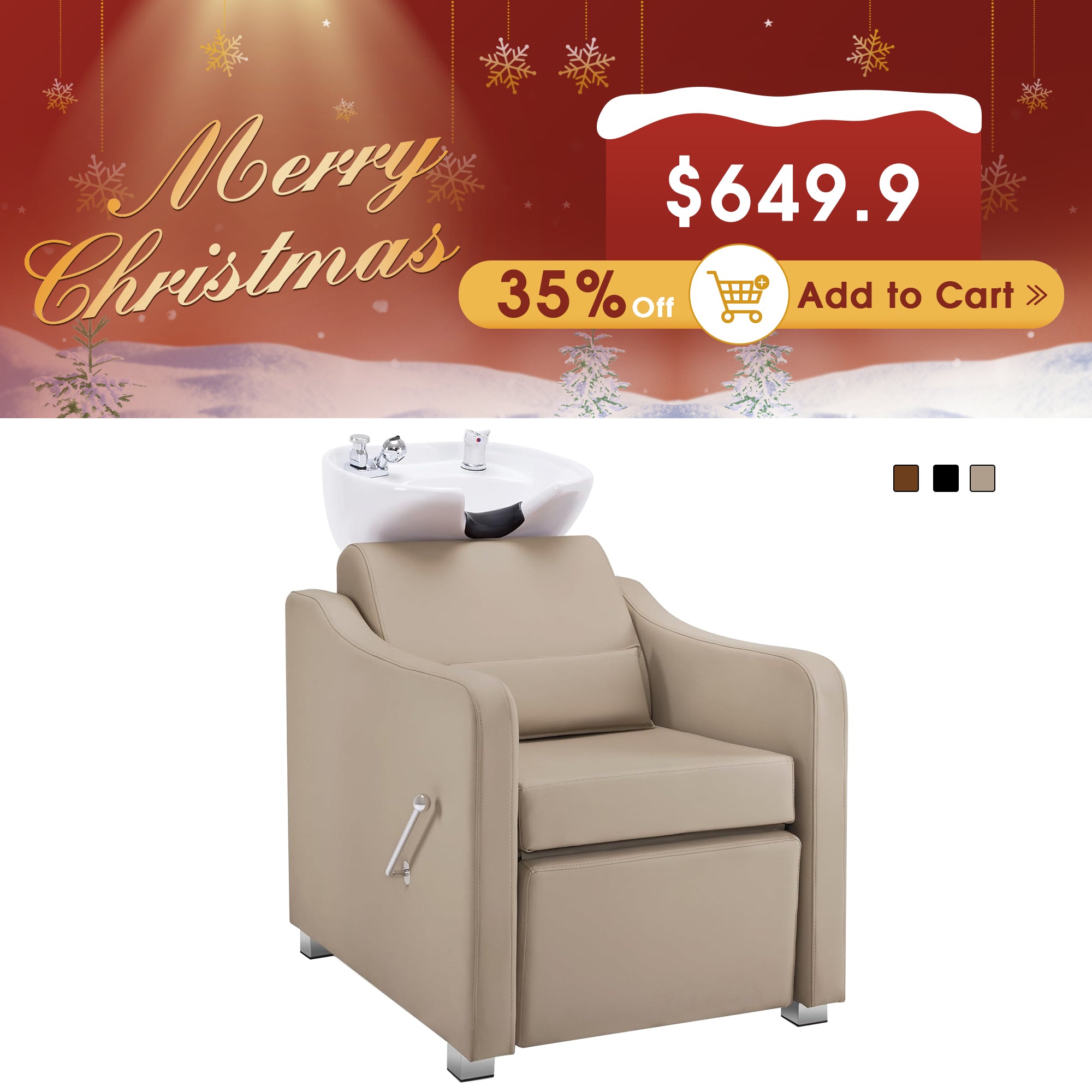 ばーばー BarberPub Backwash Shampoo Station Chair, Ceramic Hair Wash Bowl for S