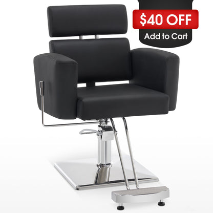 BarberPub Barber Salon Chair for Hair Stylist, Hydraulic Reclining Styling Chair 9410
