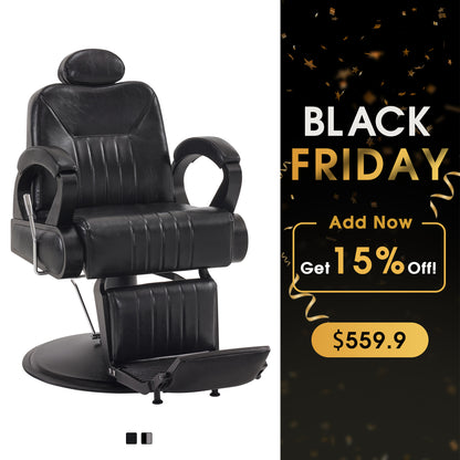 BarberPub All Purpose Barber Chair,Reclining Hair Stylist Salon Chair With Headrest 9502
