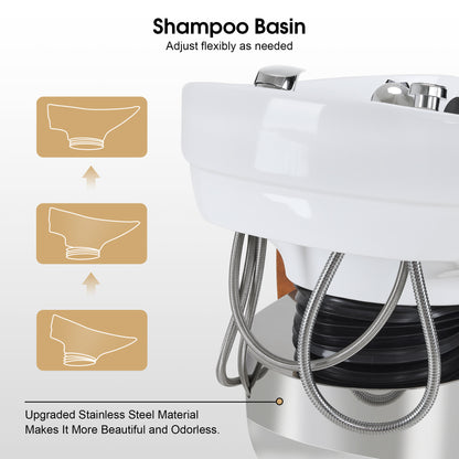 BarberPub Ceramic Bowl Backwash Shampoo Chair, Hair Washing Salon Station 9102