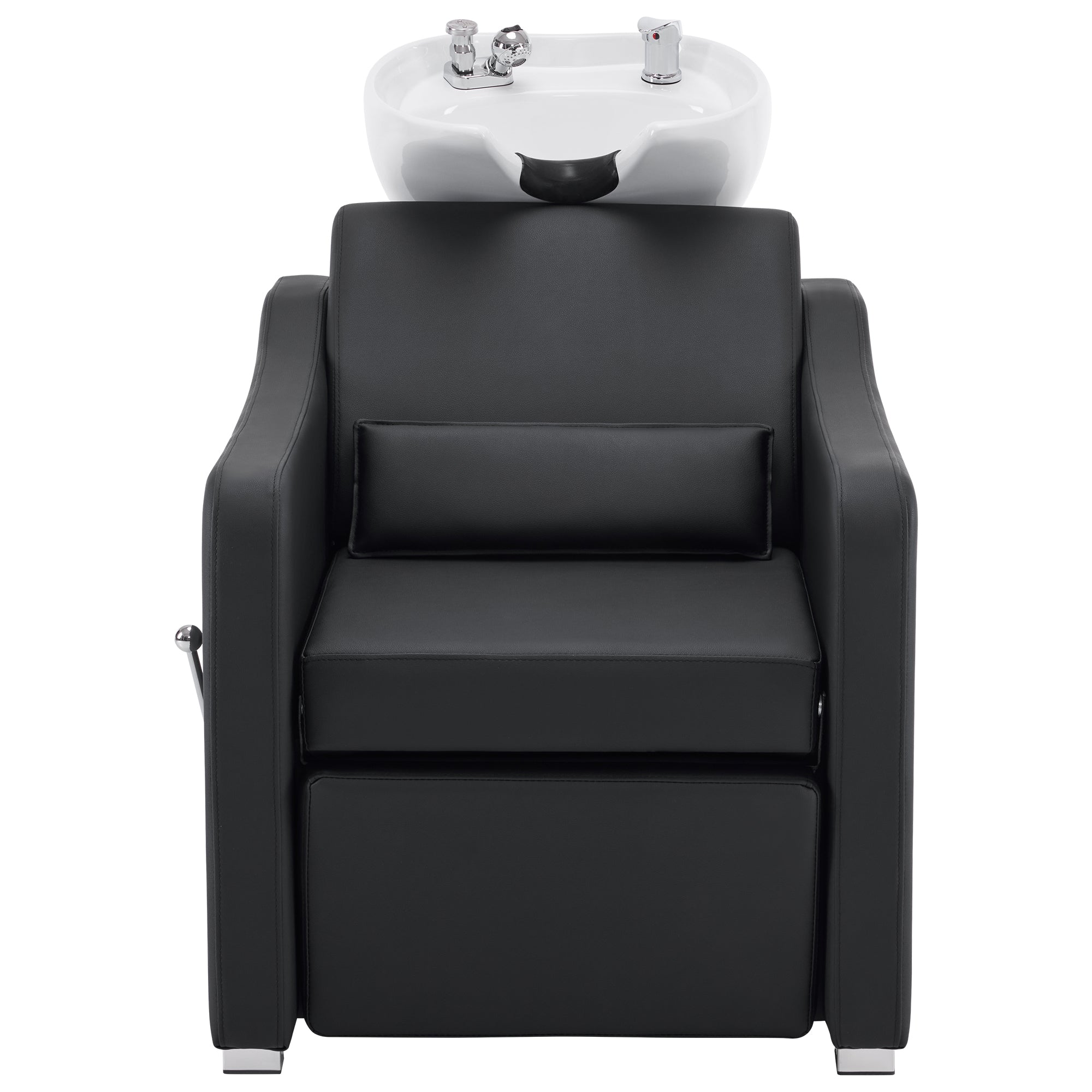 BarberPub Backwash Shampoo Station Chair, Ceramic Hair Wash Bowl for Salon 9364
