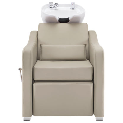 BarberPub Backwash Shampoo Station Chair, Ceramic Hair Wash Bowl for Salon 9364