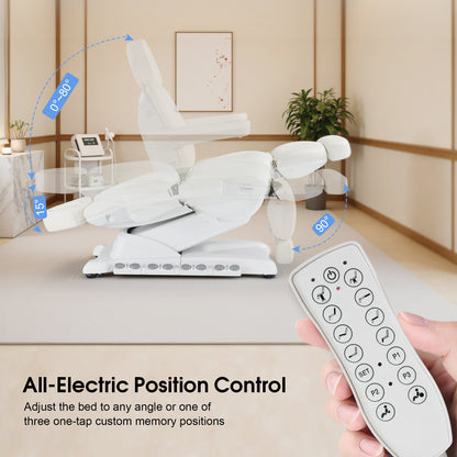 4-Motor Electric Facial Spa Bed with Hand & Foot Control, PU Leather Esthetician Adjustable Massage Table, 440 lbs Capacity 2119