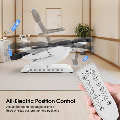 4-Motor Electric Facial Spa Bed with Hand & Foot Control, PU Leather Esthetician Adjustable Massage Table, 440 lbs Capacity 2119