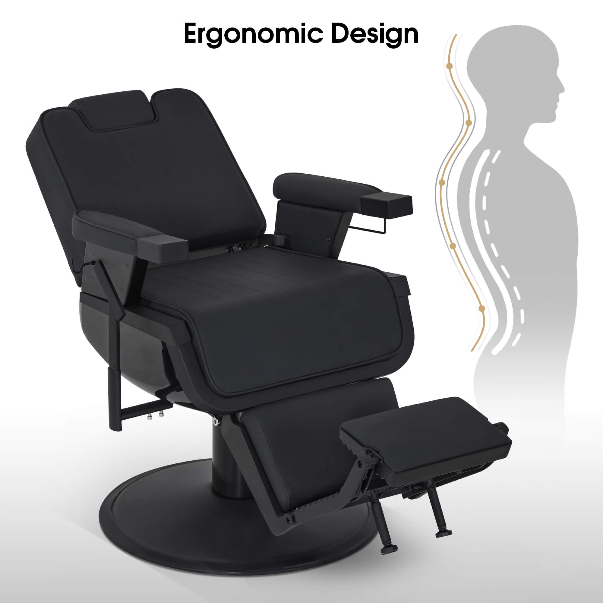 Barber Chair 3819 & Anti-Fatigue Mat 0085 Set - All Purpose Reclining Hydraulic Barber Chair with 1 Inch Thick Salon Mat, Ideal for Barbers & Stylists