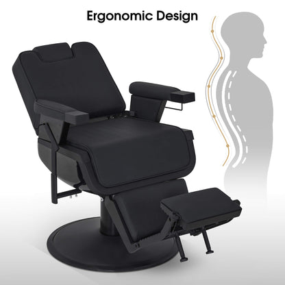 Barber Chair 3819 & Anti-Fatigue Mat 0085 Set - All Purpose Reclining Hydraulic Barber Chair with 1 Inch Thick Salon Mat, Ideal for Barbers & Stylists