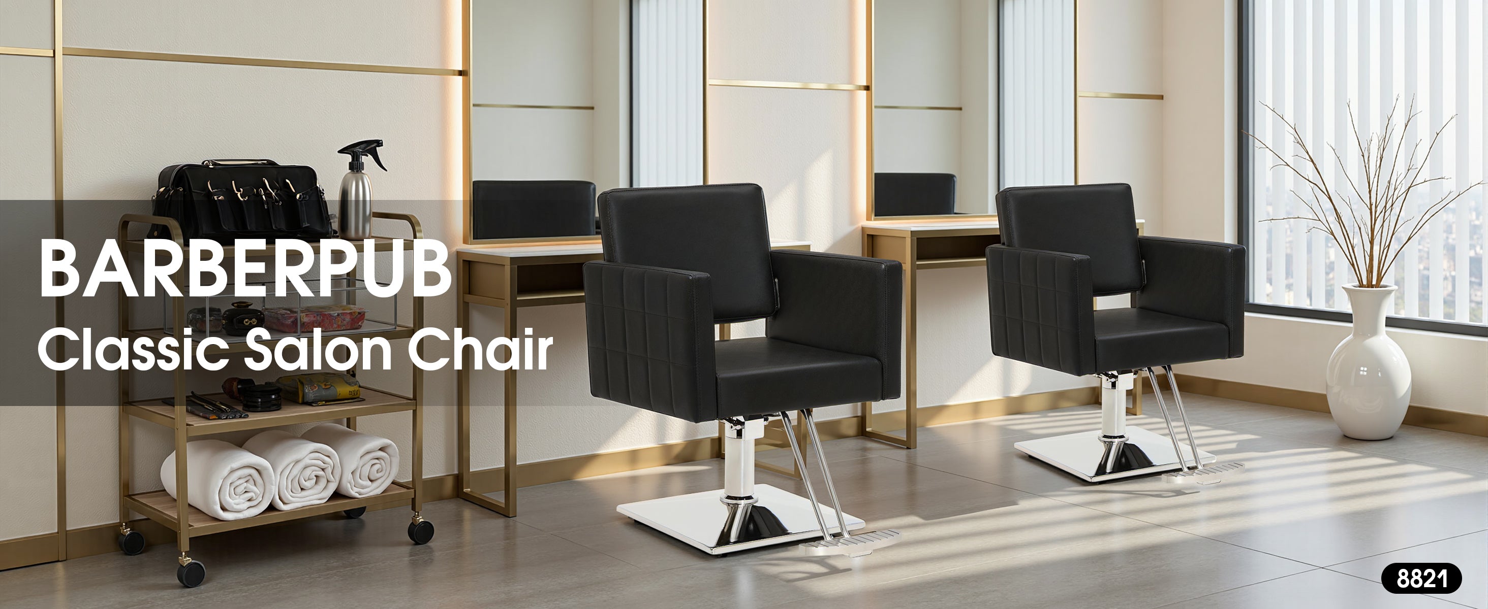 BarberPub Styling Salon Chair for Hair Stylist, Hydraulic Home Salon C