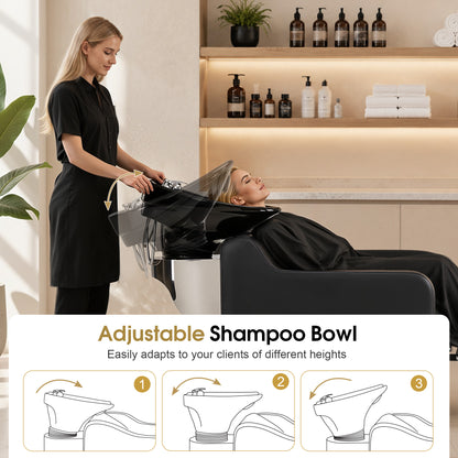 BarberPub Backwash Shampoo Chair and Bowl Set for Salon, 9064