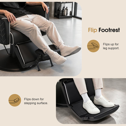 BarberPub Classic Barber Chair, Dual Hand Levers for Left-handed Users, Reclining Salon Chair, 9274