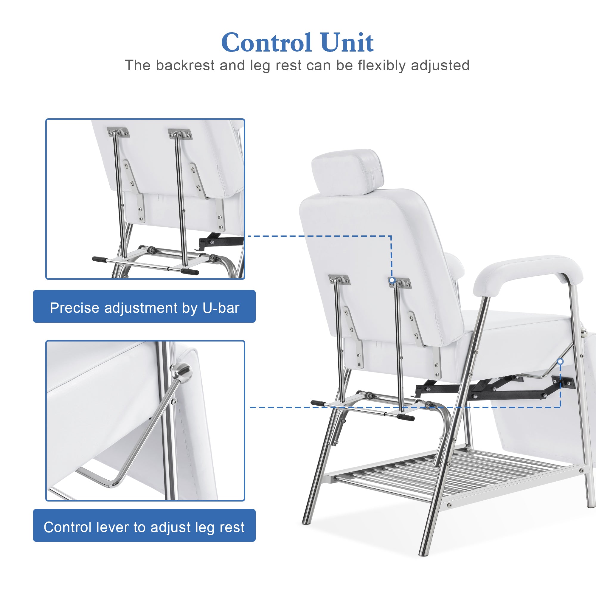 BarberPub Professional Tattoo Chair with Headrest Massage Bed with Storage Shelf 2767