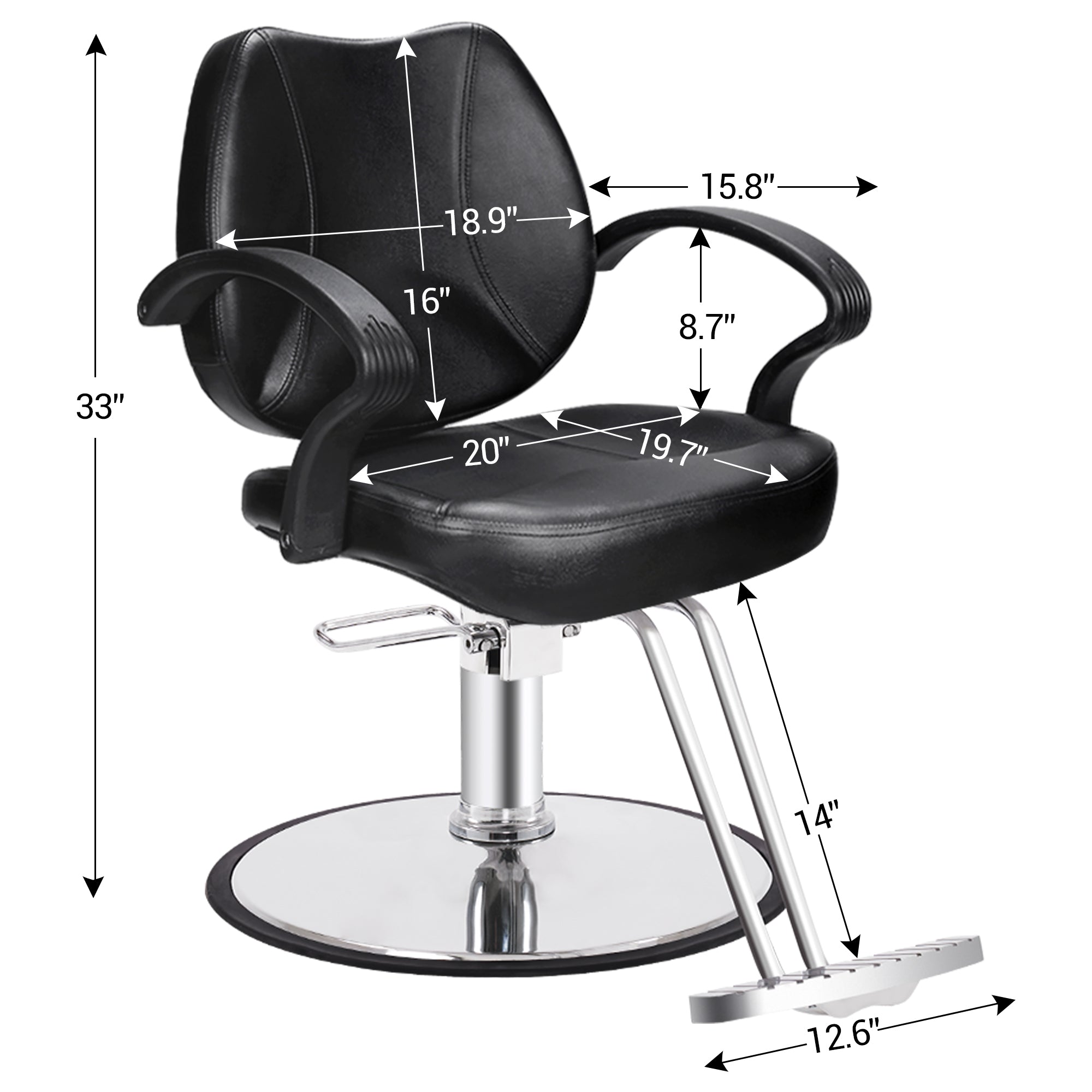 BarberPub Hydraulic Salon Chair, Beauty Hair Styling Barber Equipment 2057