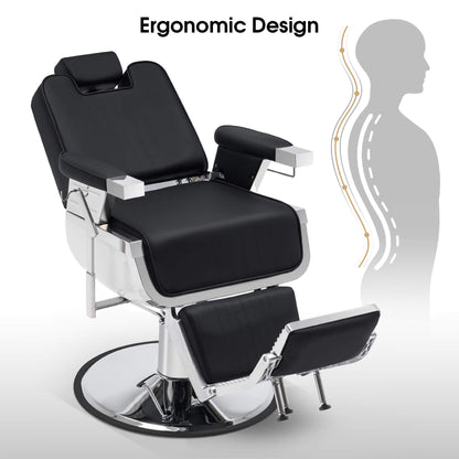 Barber Chair 3819 & Anti-Fatigue Mat 0085 Set - All Purpose Reclining Hydraulic Barber Chair with 1 Inch Thick Salon Mat, Ideal for Barbers & Stylists