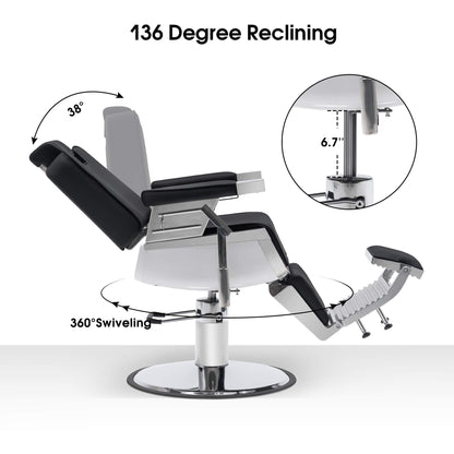 Barber Chair 3819 & Anti-Fatigue Mat 0085 Set - All Purpose Reclining Hydraulic Barber Chair with 1 Inch Thick Salon Mat, Ideal for Barbers & Stylists