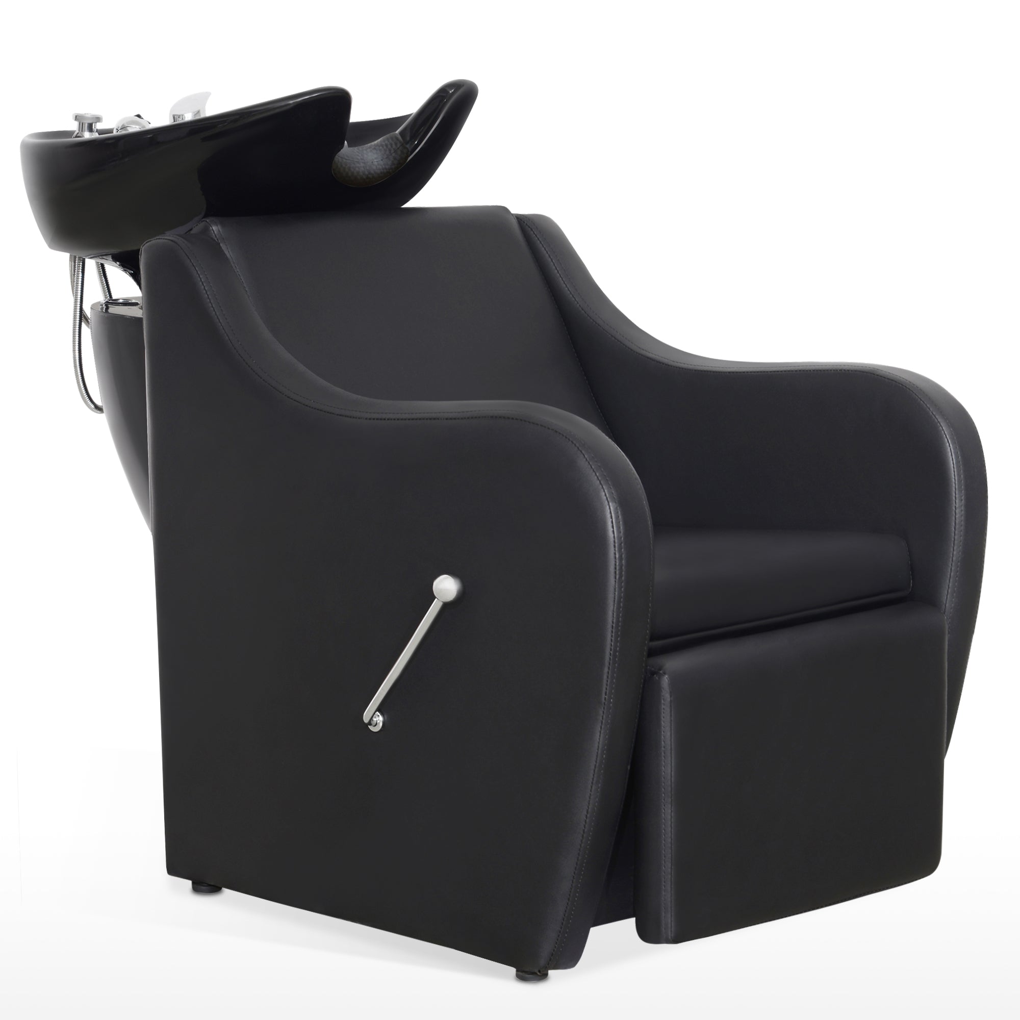 Black salon chair for outlets shampoo bowl