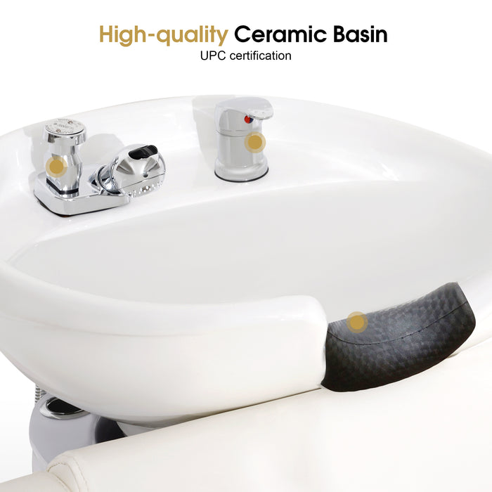 BarberPub Backwash Ceramic Shampoo Bowl Sink Chair Station Spa Salon Beauty Bowls 9089