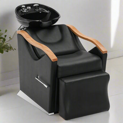 BarberPub Barber Shampoo Chair, Ceramic Shampoo Bowl Sink Chair Station Unit 9070