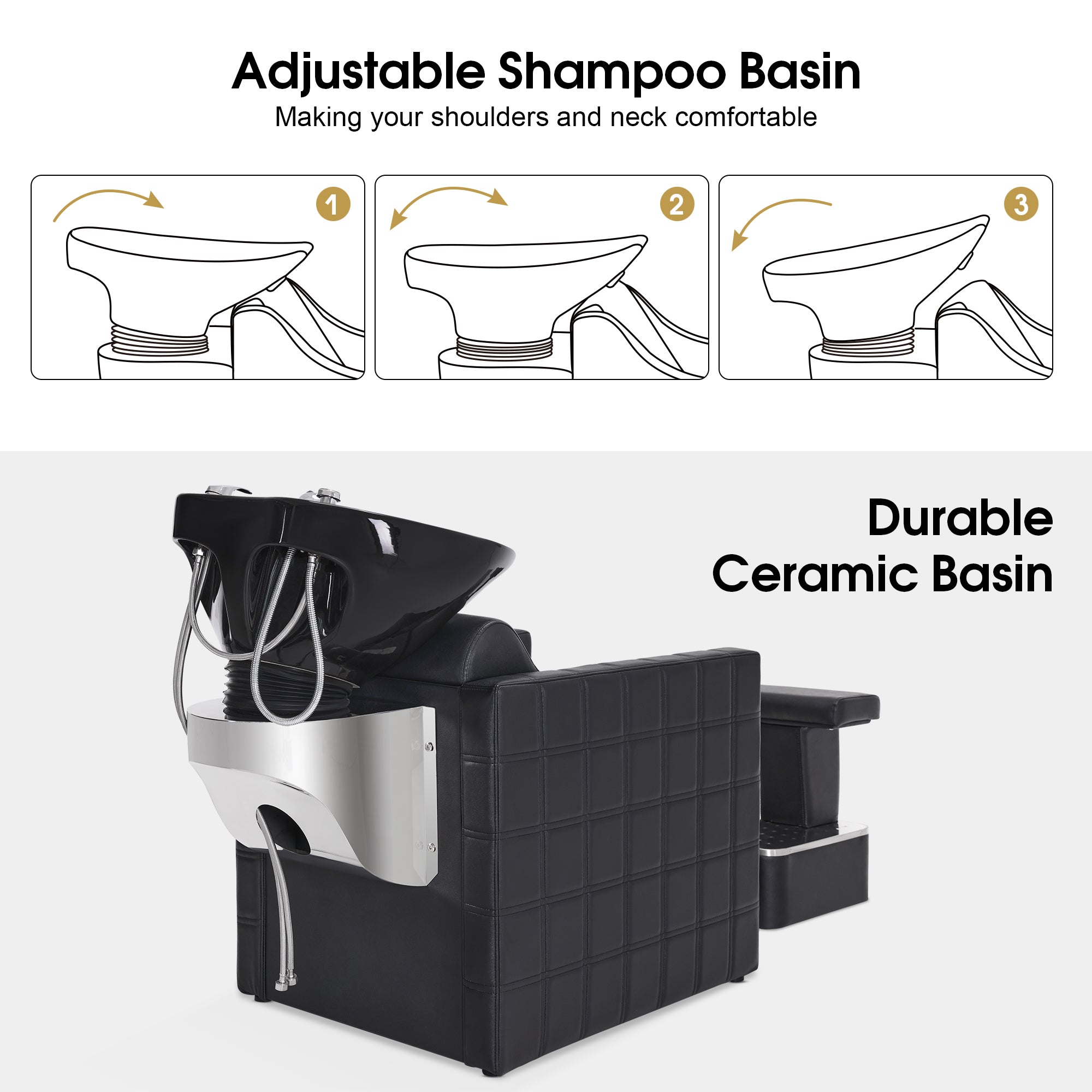 BarberPub Backwash Shampoo Station Chair, Salon Shampoo Bowl and Chair for Spa Barbershop 9083