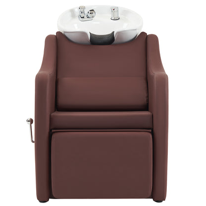 BarberPub Backwash Salon Shampoo Chair, Ceramic Shampoo Bowl for Barbershop 9090