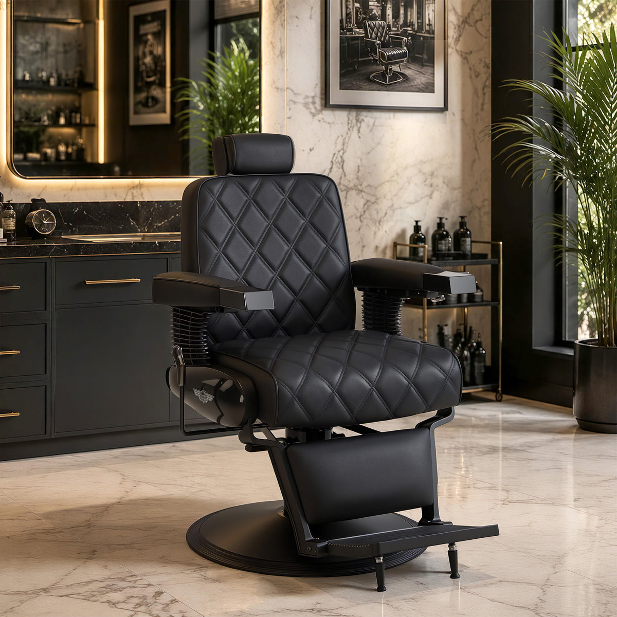 BarberPub Vintage Barber Chair, Hydraulic Reclining, Heavy-Duty Pump, 700 lb Capacity, Sturdy Frame & Stable Base, 8641