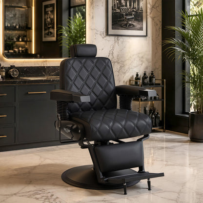 BarberPub Vintage Barber Chair, Hydraulic Reclining, Heavy-Duty Pump, 700 lb Capacity, Sturdy Frame & Stable Base, 8641