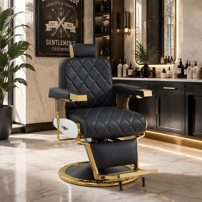 BarberPub Vintage Barber Chair, Hydraulic Reclining, Heavy-Duty Pump, 700 lb Capacity, Sturdy Frame & Stable Base, 8641