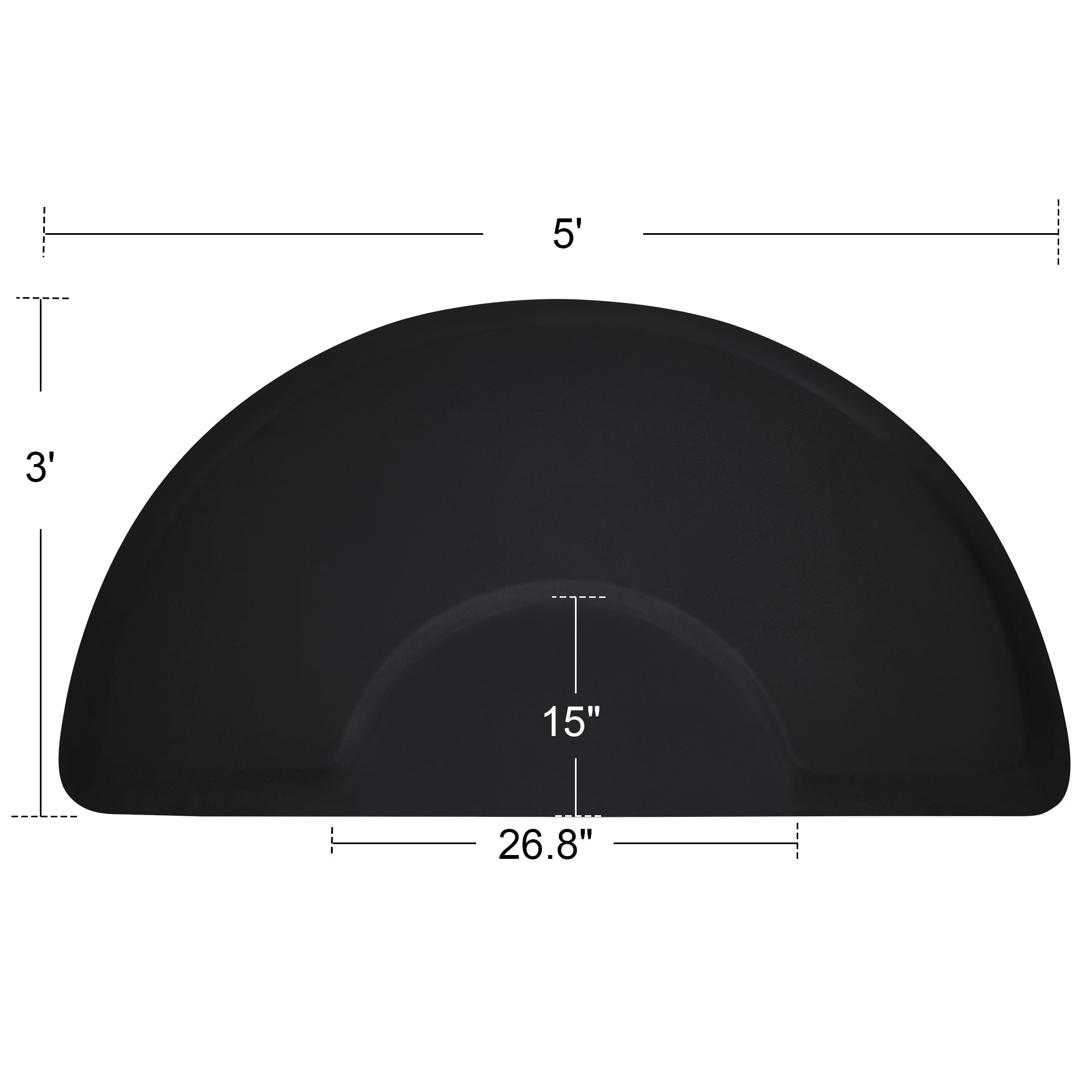 BarberPub 3'x5' Salon Barber Chair Anti-Fatigue Floor Mat Circle 1/2" Thick 0020