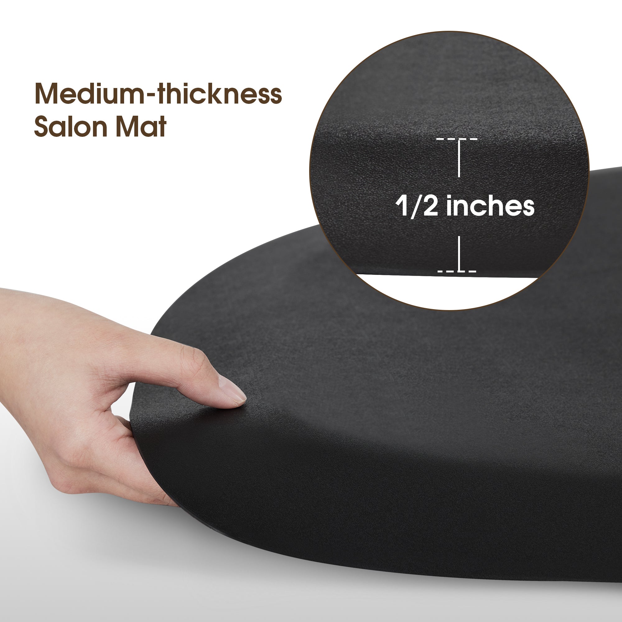 Anti-Fatigue Salon Comfort Mat for Square Base Chair, 3 x 4 ft Semicircle Standing Floor Mat 0065/0075