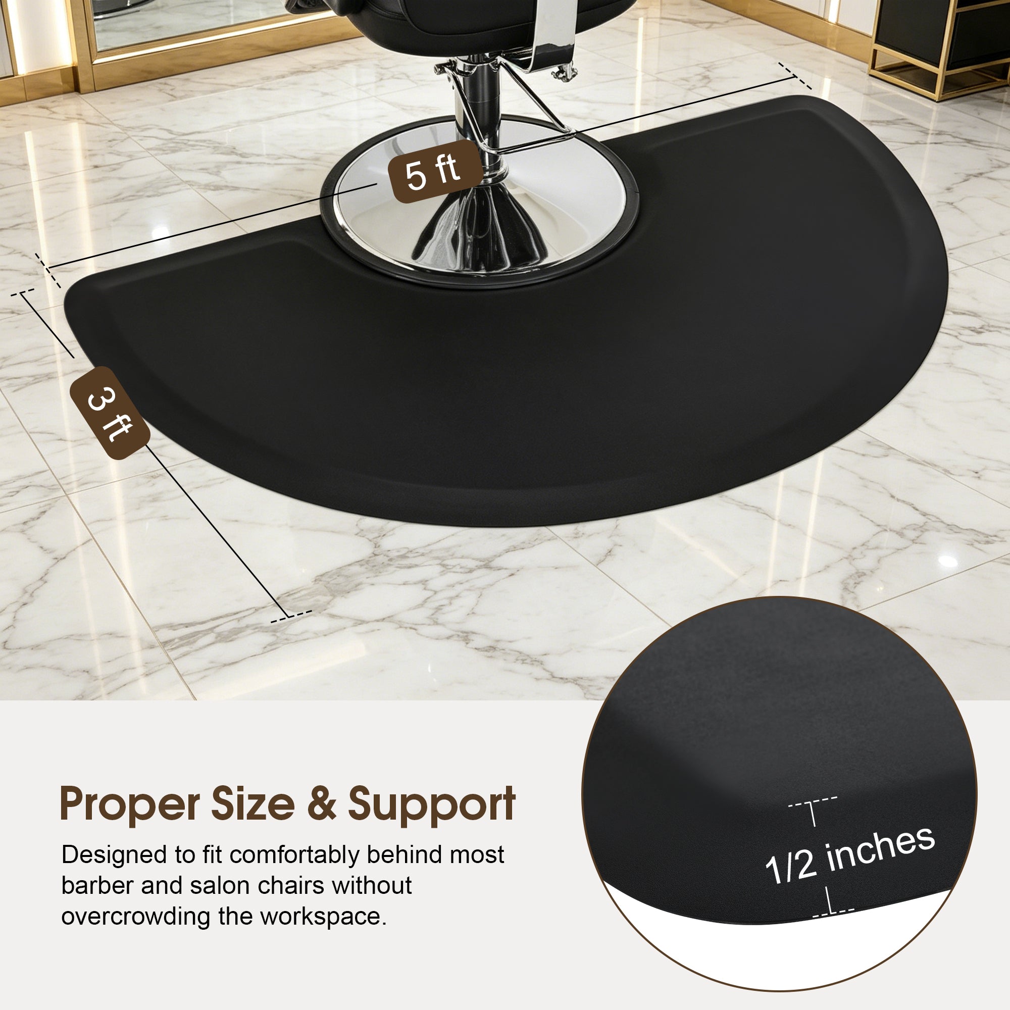 Barber Chair 2059 & Salon Mat 0020 Set - All Purpose Hydraulic Barber Chair with Ergonomic NBR Anti-Fatigue Barber Mat, Ideal for Stylists