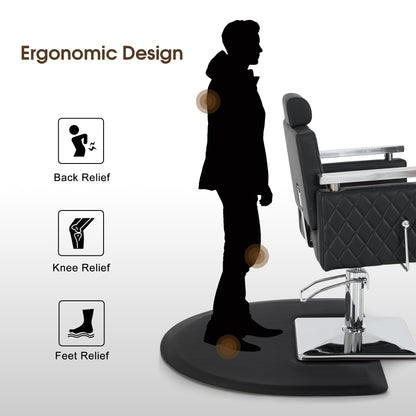 Anti-Fatigue Salon Comfort Mat for Square Base Chair, 3 x 4 ft Semicircle Standing Floor Mat 0065/0075