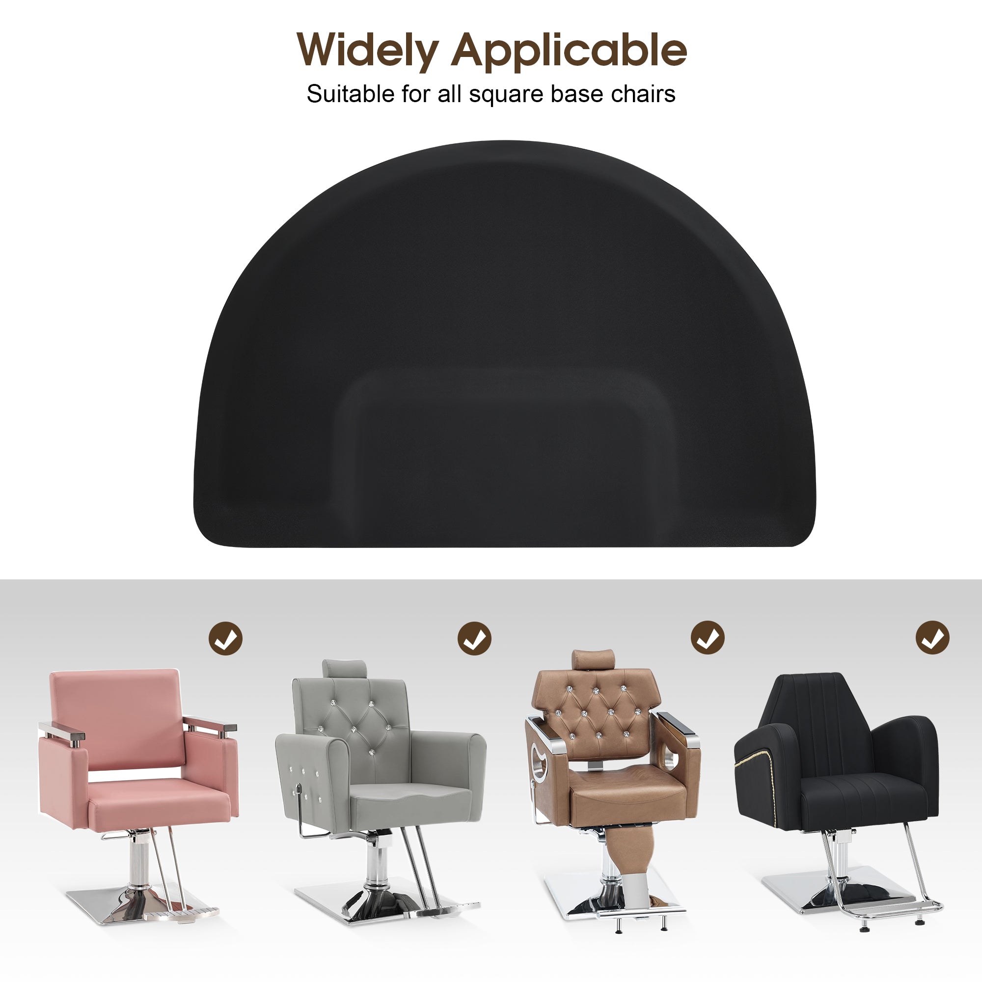 Anti-Fatigue Salon Comfort Mat for Square Base Chair, 3 x 4 ft Semicircle Standing Floor Mat 0065/0075