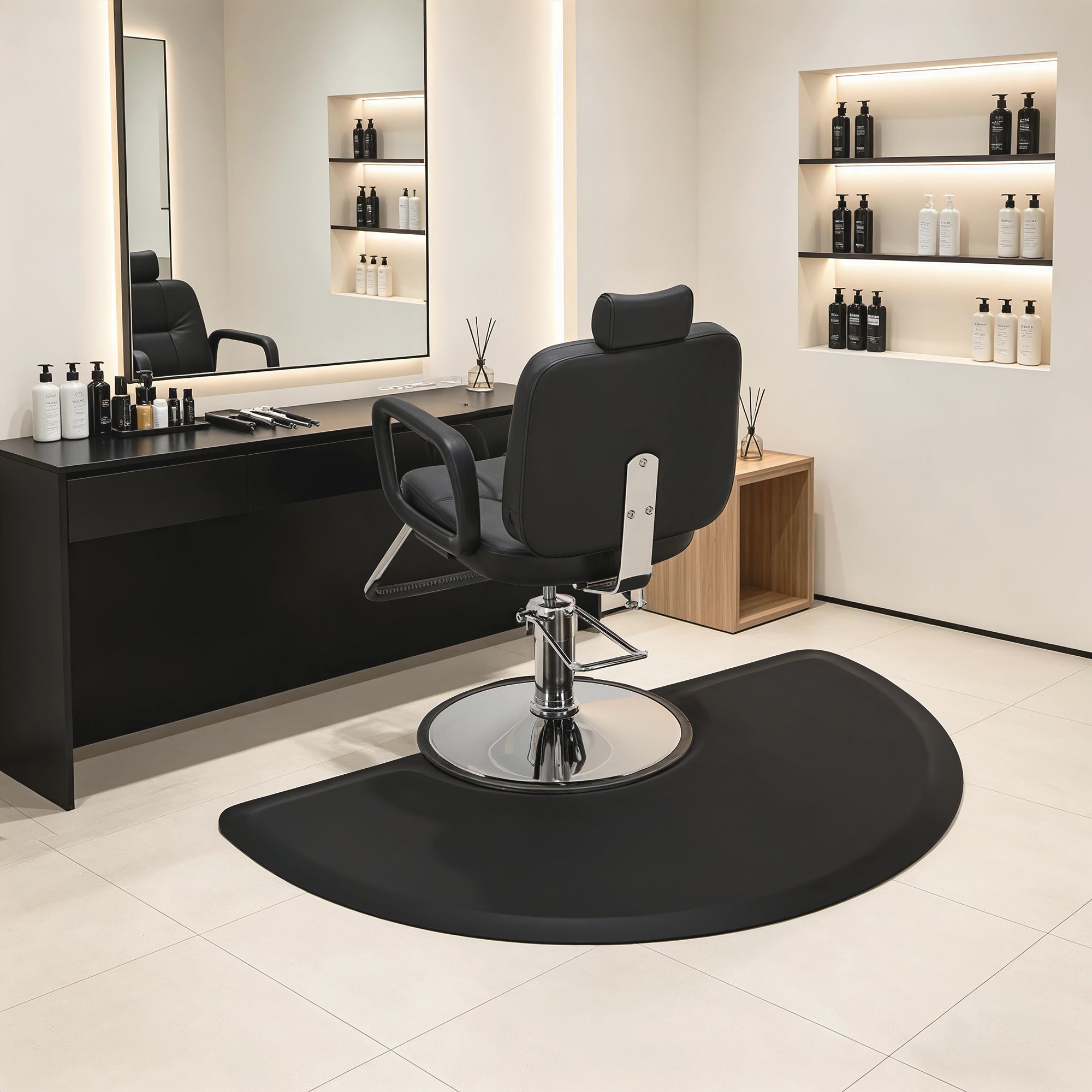 Barber Chair 2059 & Salon Mat 0020 Set - All Purpose Hydraulic Barber Chair with Ergonomic NBR Anti-Fatigue Barber Mat, Ideal for Stylists