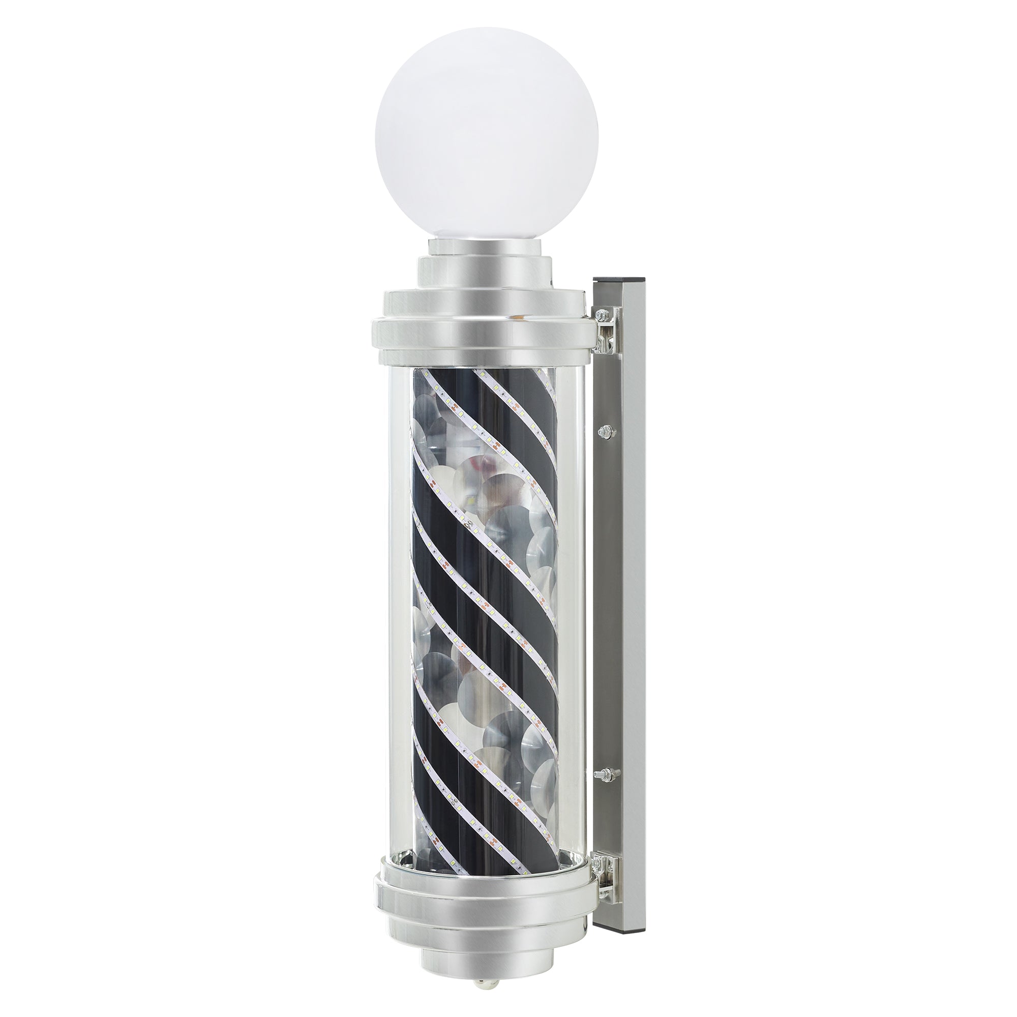 Black & White LED Barber Pole Light, Spinning Waterproof Wall Mounted Salon Sign L014