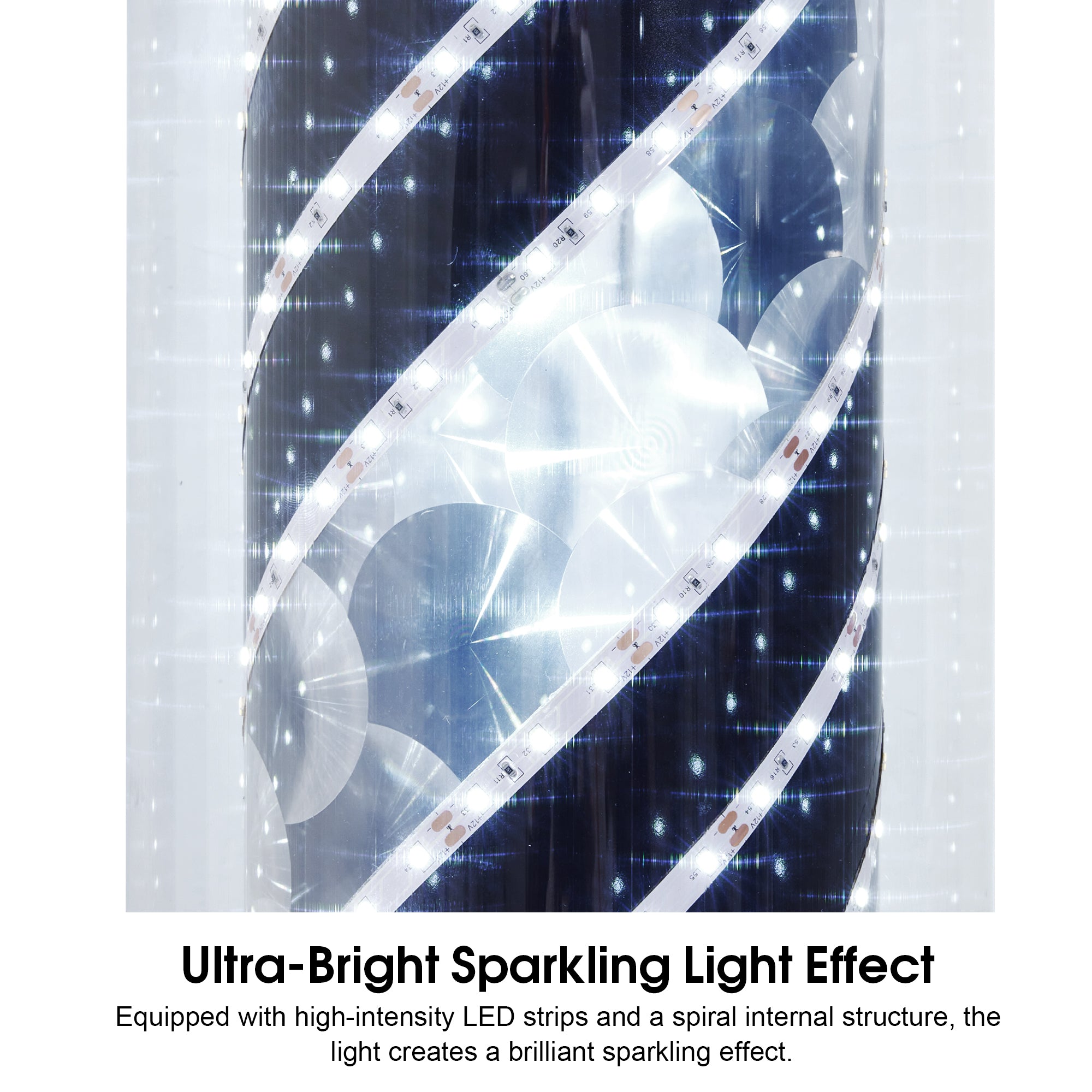 Black & White LED Barber Pole Light, Spinning Waterproof Wall Mounted Salon Sign L014