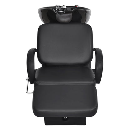 BarberPub Backwash Shampoo Station Chair, Adjustable Ceramic Bowl Barber Station 9051