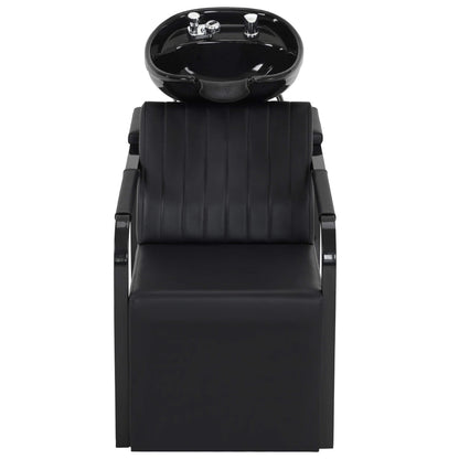 BarberPub Backwash Shampoo Bowl and Chair Set for Salon, Ceramic Hair Wash Bowl Unit Station for Hair Stylist 9024