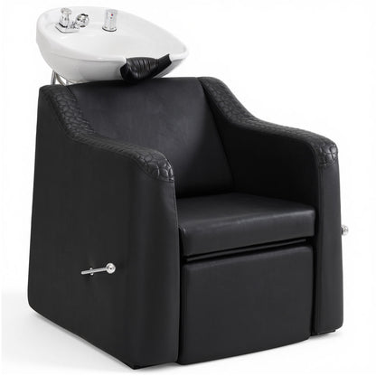 BarberPub Shampoo Chair and Bowl Set, Dual Side Hand Levers, 9043