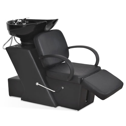 BarberPub Backwash Shampoo Station Chair, Adjustable Ceramic Bowl Barber Station 9051