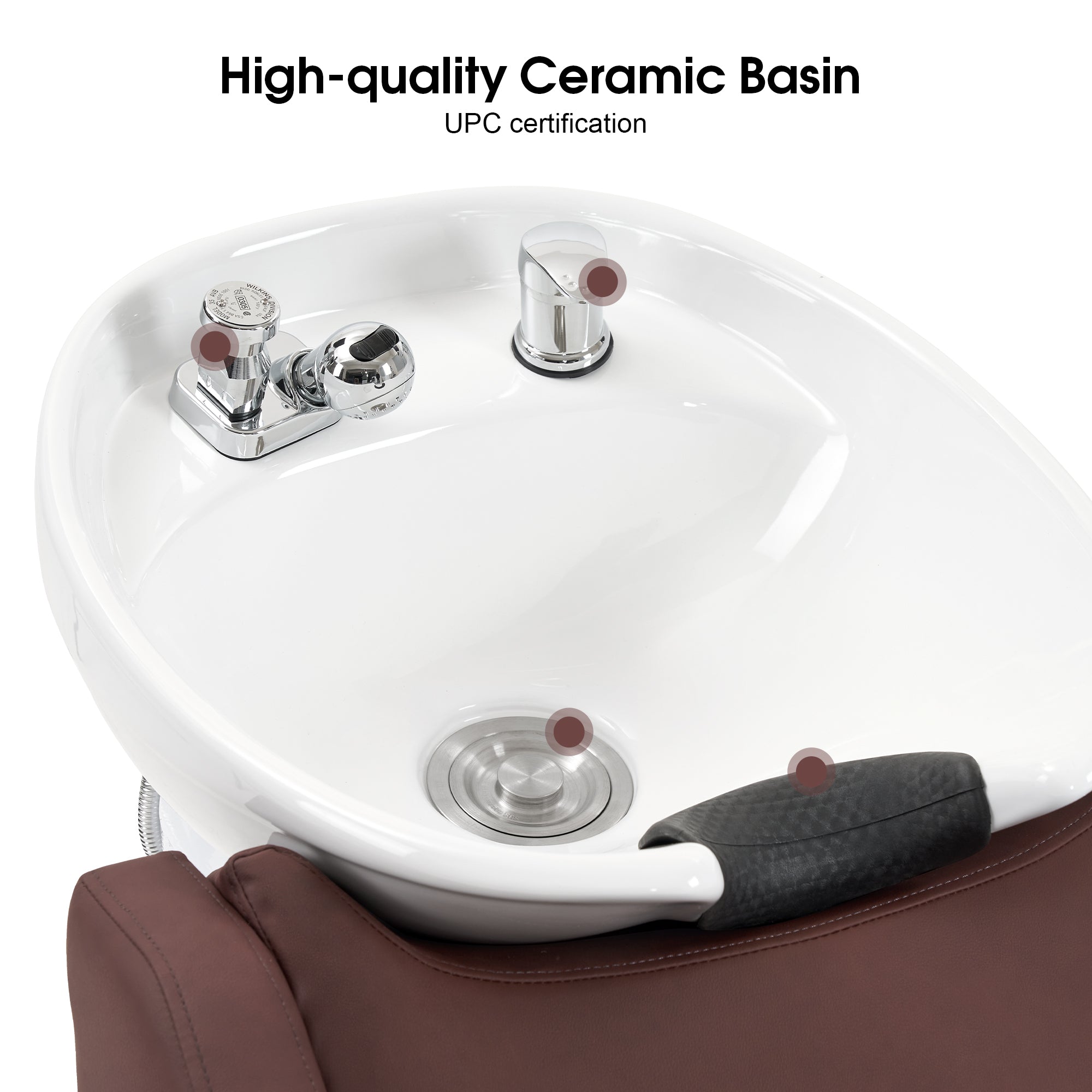 BarberPub Backwash Salon Shampoo Chair, Ceramic Shampoo Bowl for Barbershop 9090