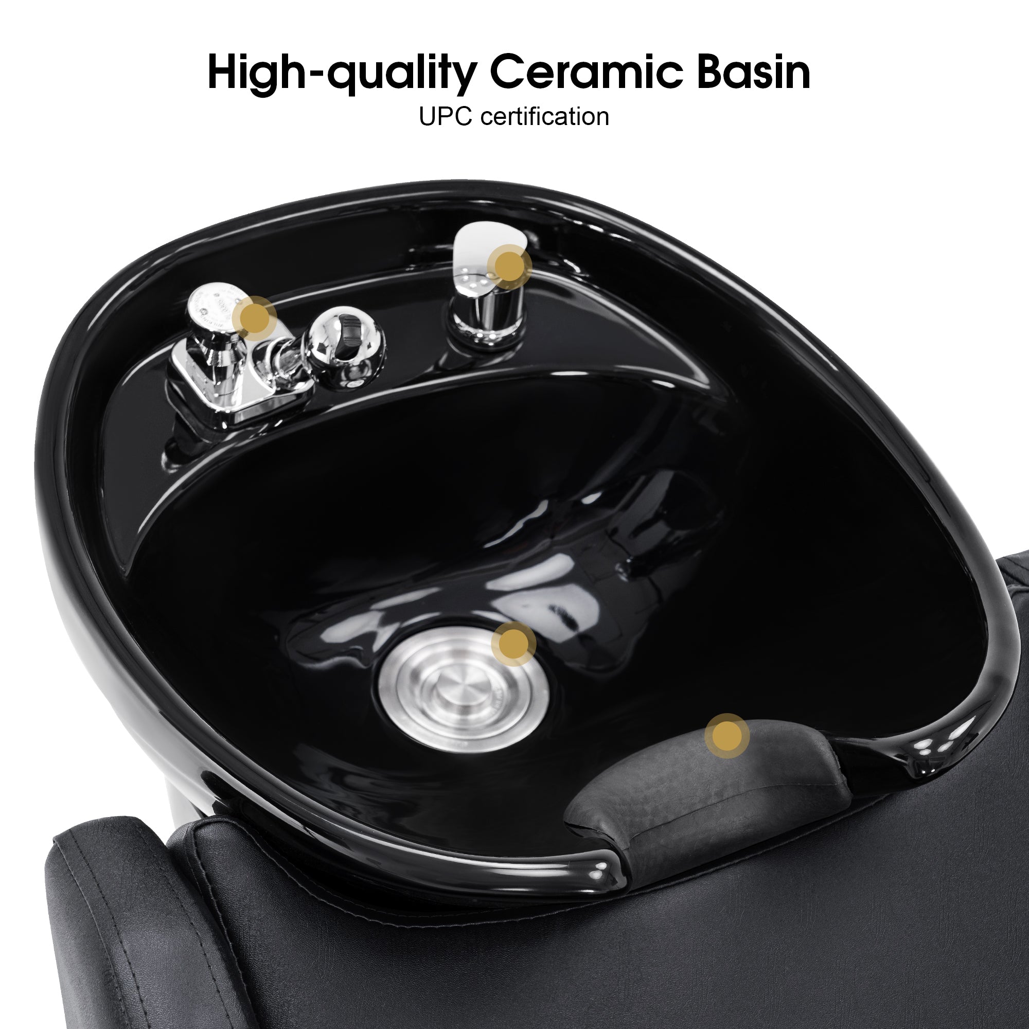 BarberPub Backwash Salon Shampoo Chair, Ceramic Shampoo Bowl for Barbershop 9090