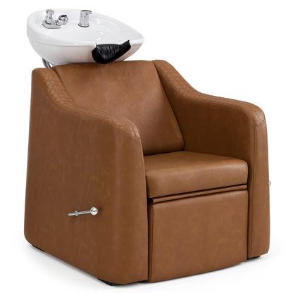 BarberPub Shampoo Chair and Bowl Set, Dual Side Hand Levers, 9043