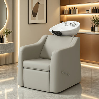 BarberPub Shampoo Chair and Bowl Set, Dual Side Hand Levers, 9043